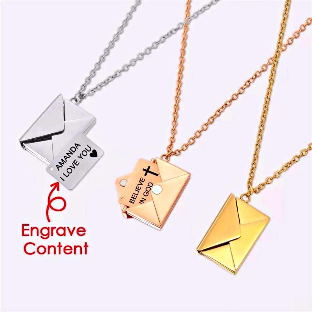 Personalized Love Letter Necklace w/ Rose Gift Box