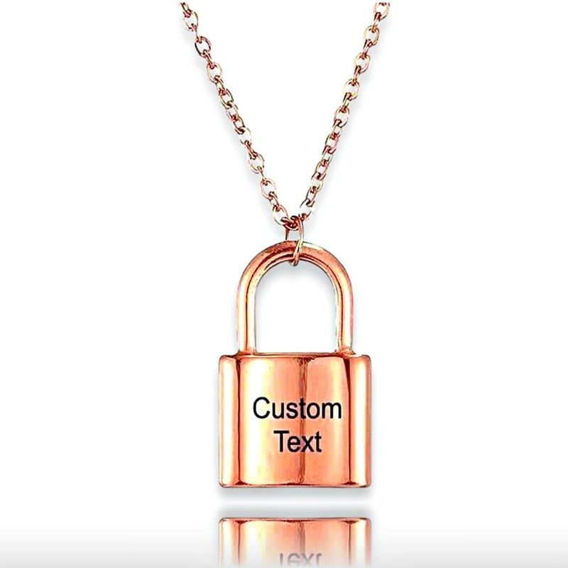 Personalized Padlock Necklace, Rose Gold - OurCoordinates