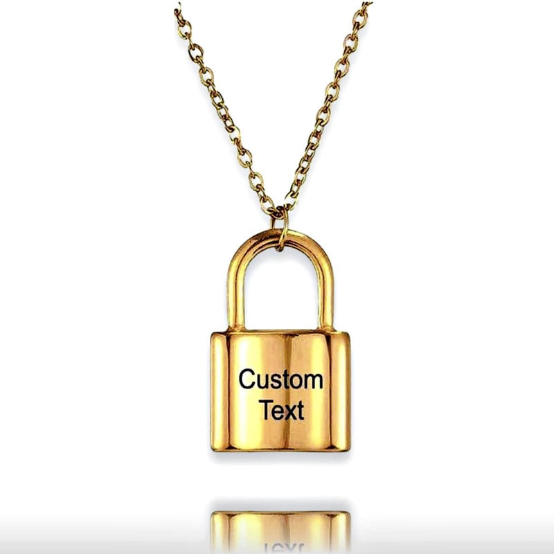Personalized Padlock Necklace, Gold - OurCoordinates
