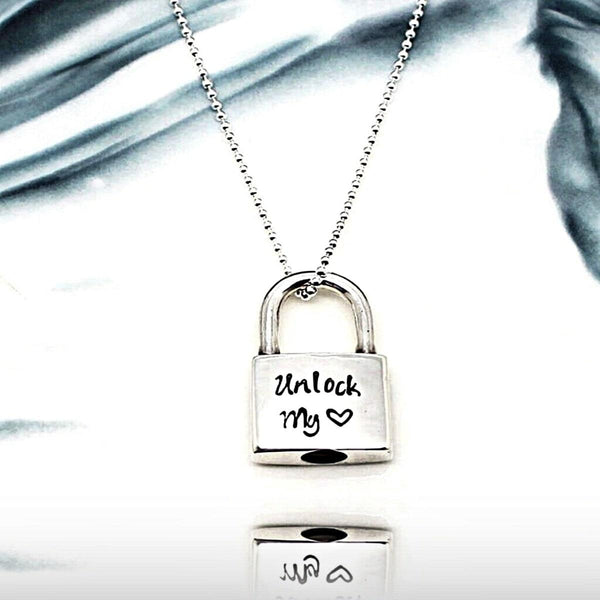 Personalized Padlock Necklace, Silver - OurCoordinates