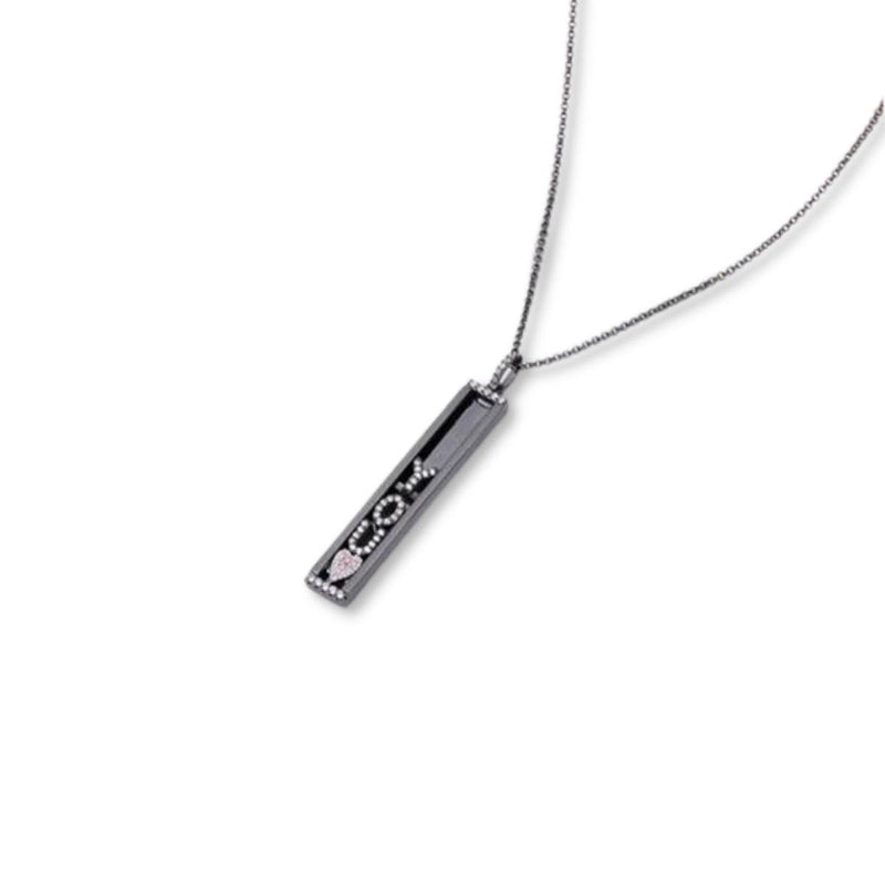 Personalized Sliding Charm Necklace, Black - OurCoordinates