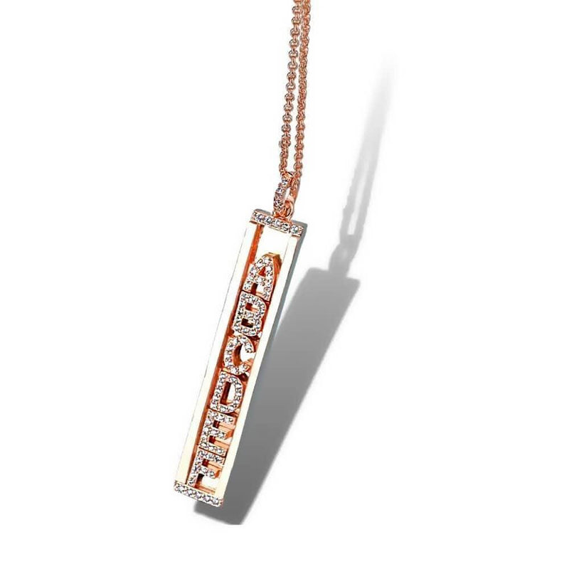 Personalized Sliding Charm Necklace, Rose Gold - OurCoordinates