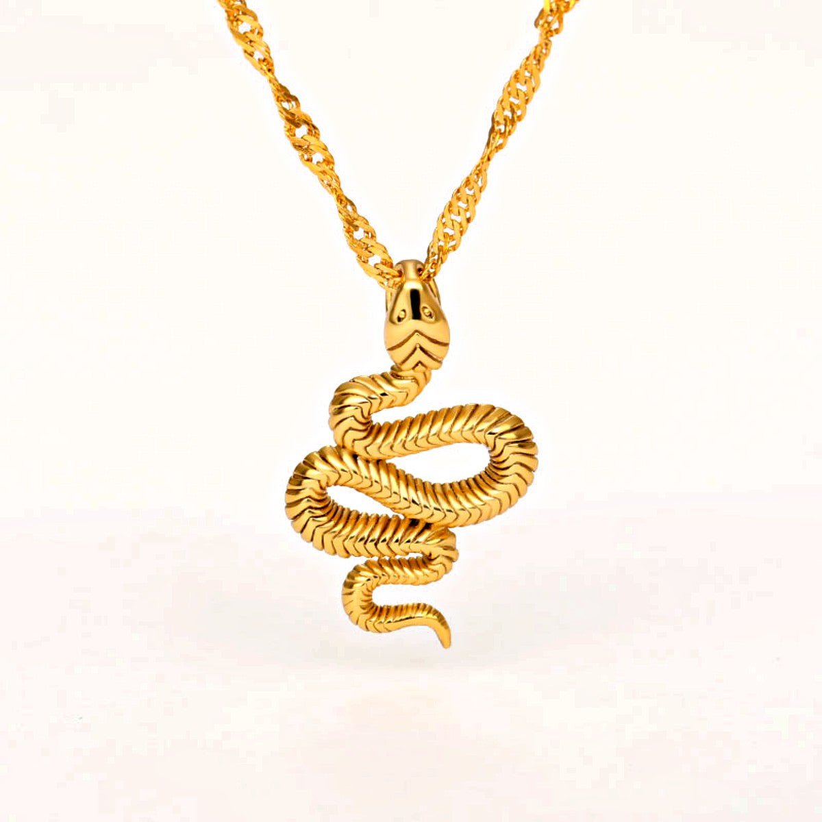 3 Dimensional Stainless Steel Snake Pendant Necklace 