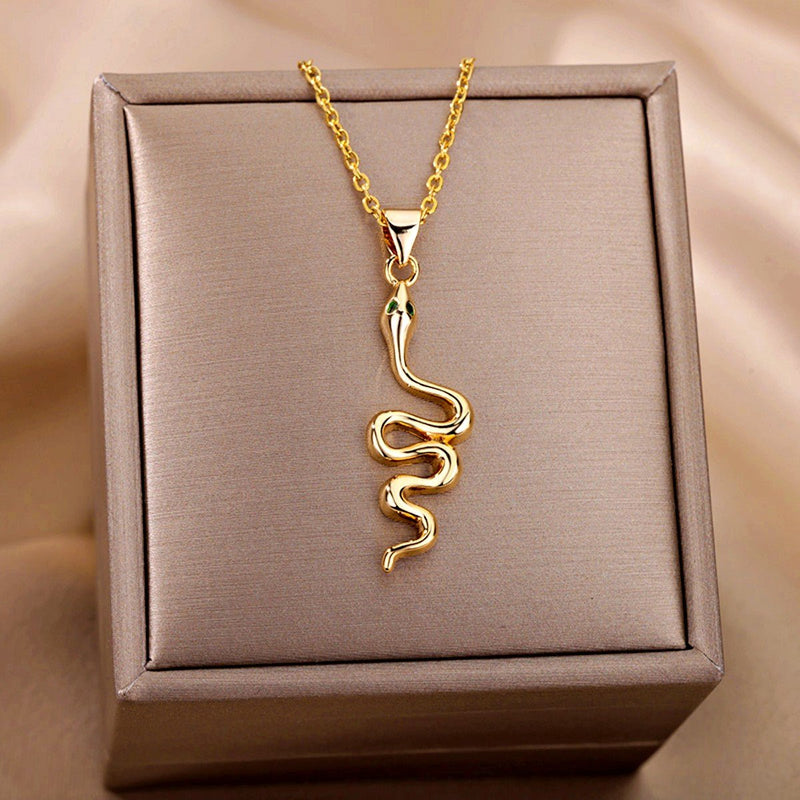 Stainless Steel Chain Snake Pendant Necklace, N03831G-6 - OurCoordinates