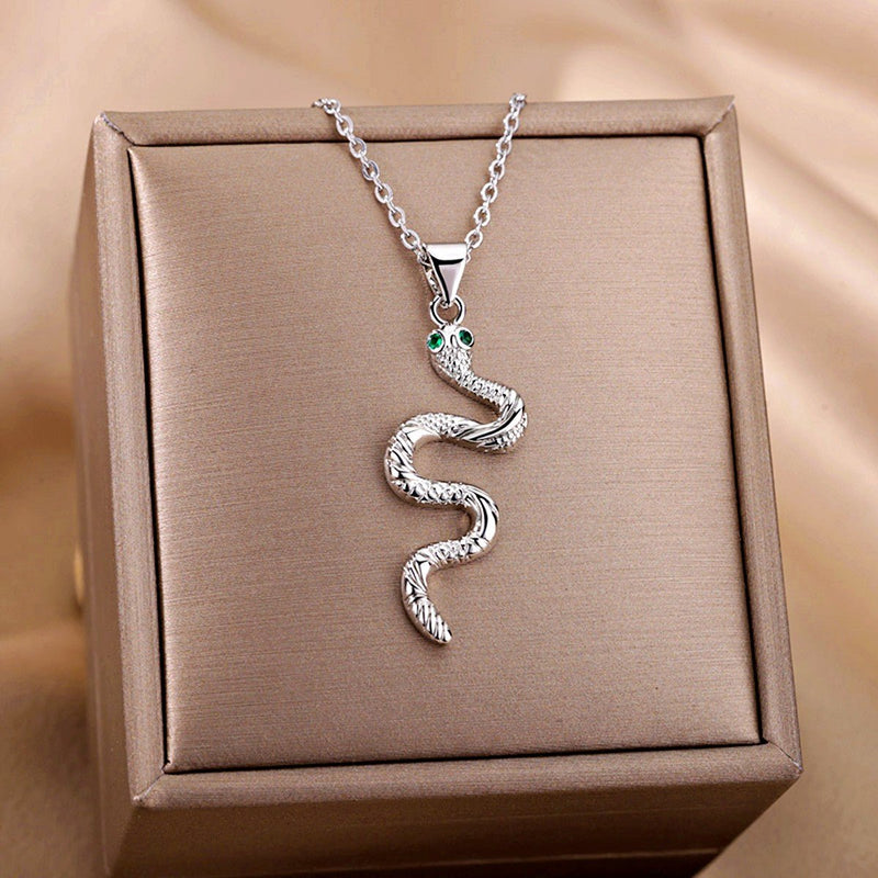 Stainless Steel Chain Snake Pendant Necklace, N03831P-4 - OurCoordinates