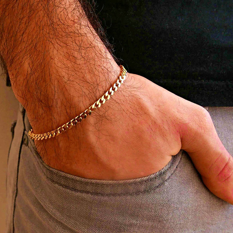 Stainless Steel Cuban Link Chain Bracelet For Men, 3mm Silver - OurCoordinates